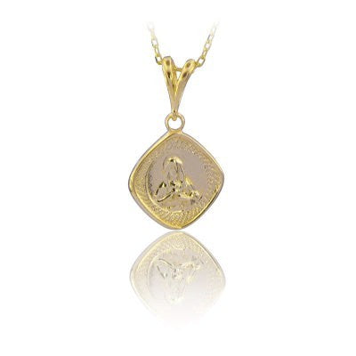 14K Solid Gold Virgin Mary Charm Necklace