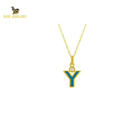 14K Solid Gold Y Letter Necklace