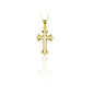 14K Solid Gold Cross Charm Necklace