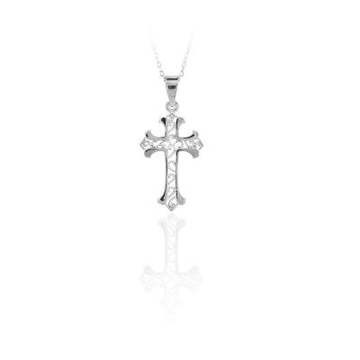 14K Solid Gold Cross Charm Necklace