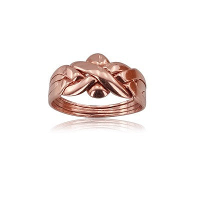 14K Solid Rose Gold 4 Band Puzzle Ring