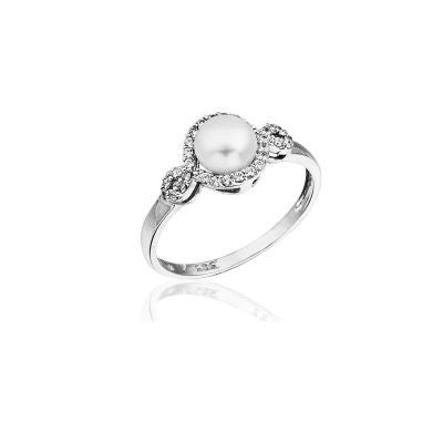 14K Solid White Gold Pearl Ring MLS019