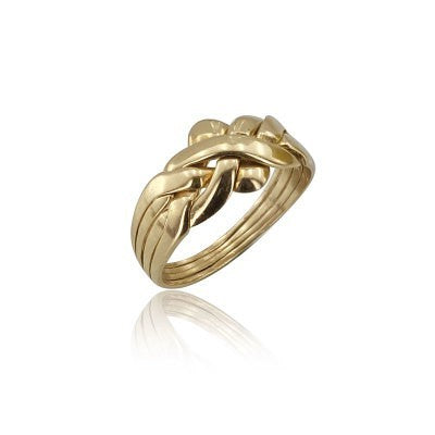 14K Solid Yellow Gold 4 Band Puzzle Ring