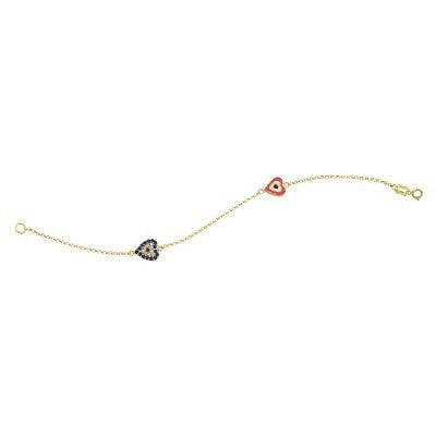 14K Solid Yellow Gold Turkish Evil Eye Bracelet