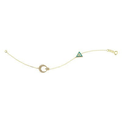 14K Solid Yellow Gold Turkish Evil Eye Bracelet