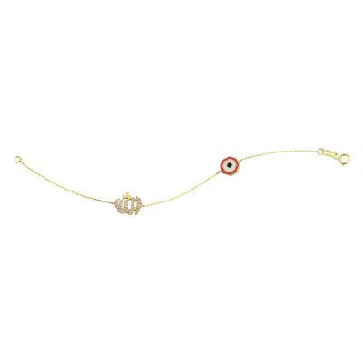 14K Solid Yellow Gold Turkish Evil Eye Bracelet