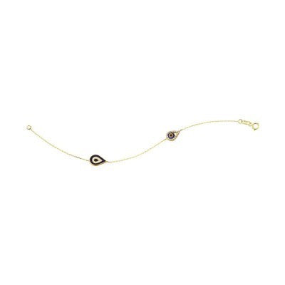 14K Solid Yellow Gold Turkish Evil Eye Bracelet