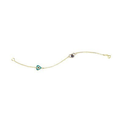 14K Solid Yellow Gold Turkish Evil Eye Bracelet