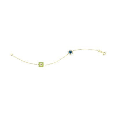 14K Solid Yellow Gold Turkish Evil Eye Bracelet