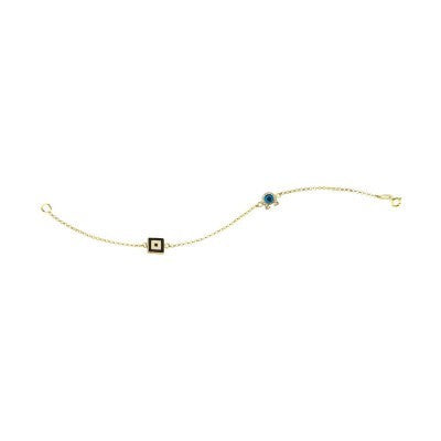 14K Solid Yellow Gold Turkish Evil Eye Bracelet