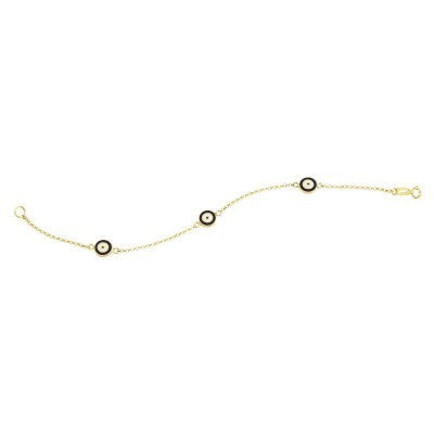 14K Solid Yellow Gold Turkish Evil Eye Bracelet