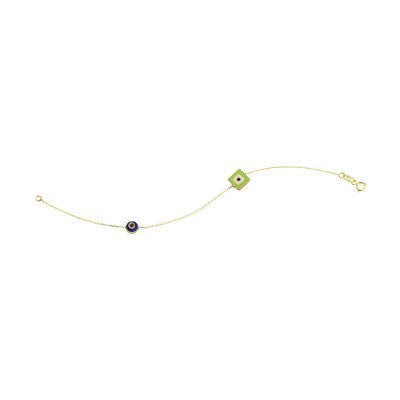 14K Solid Yellow Gold Turkish Evil Eye Bracelet