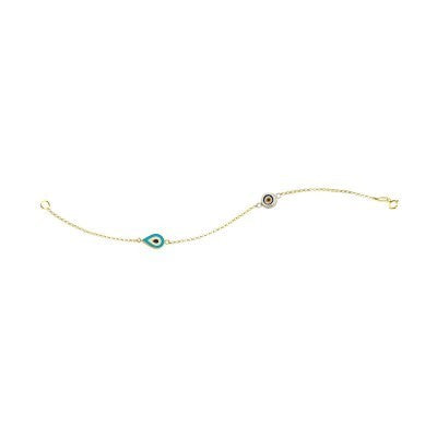 14K Solid Yellow Gold Turkish Evil Eye Bracelet