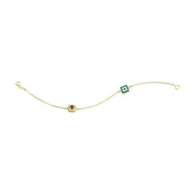 14K Solid Yellow Gold Turkish Evil Eye Bracelet