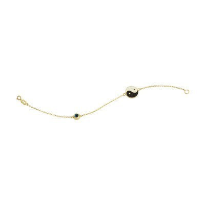 14K Solid Yellow Gold Turkish Evil Eye Bracelet