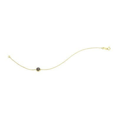 14K Solid Yellow Gold Turkish Evil Eye Bracelet