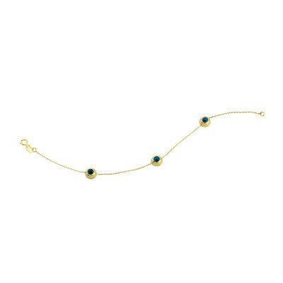 14K Solid Yellow Gold Turkish Evil Eye Bracelet