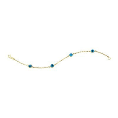 14K Solid Yellow Gold Turkish Evil Eye Bracelet