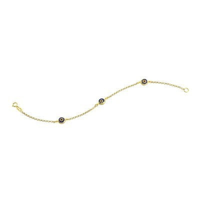 14K Solid Yellow Gold Turkish Evil Eye Bracelet