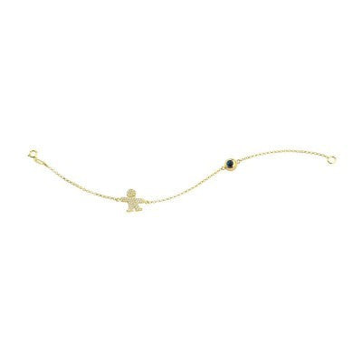 14K Solid Yellow Gold Turkish Evil Eye Bracelet