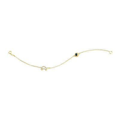 14K Solid Yellow Gold Turkish Evil Eye Bracelet