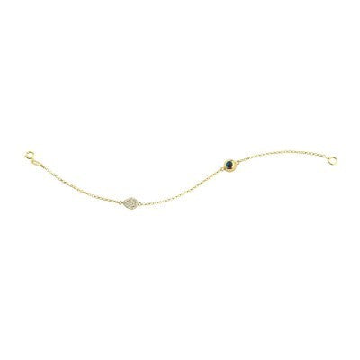 14K Solid Yellow Gold Turkish Evil Eye Bracelet