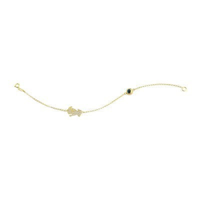 14K Solid Yellow Gold Turkish Evil Eye Bracelet