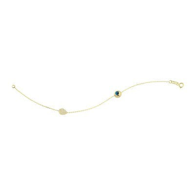 14K Solid Yellow Gold Turkish Evil Eye Bracelet