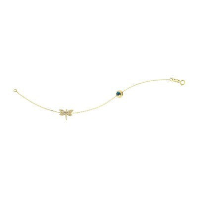 14K Solid Yellow Gold Turkish Evil Eye Bracelet