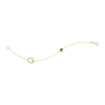 14K Solid Yellow Gold Turkish Evil Eye Bracelet