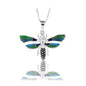 14K White Gold Green Blue Butterfly Necklace