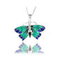 14K White Turquoise Blue Butterfly Necklace