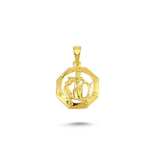 14K Gold Aquarius Zodiac Charm Necklace