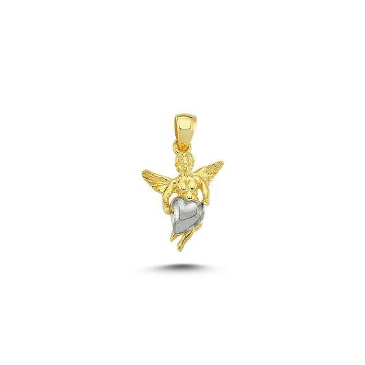 14K Gold Angel Heart Charm Necklace