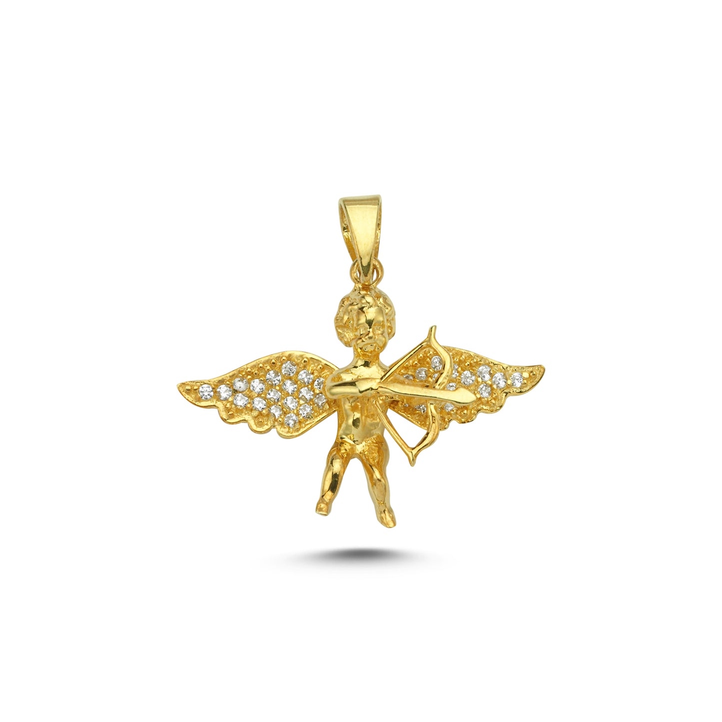 14K Gold Eros Angel Charm Necklace