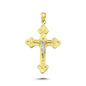 14K Yellow and White Gold Big Cross Charm Necklace