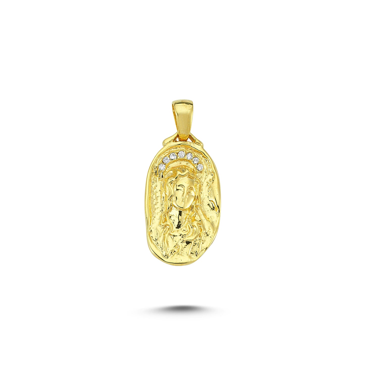 14K Gold Miraculous Mother Mary Charm Necklace