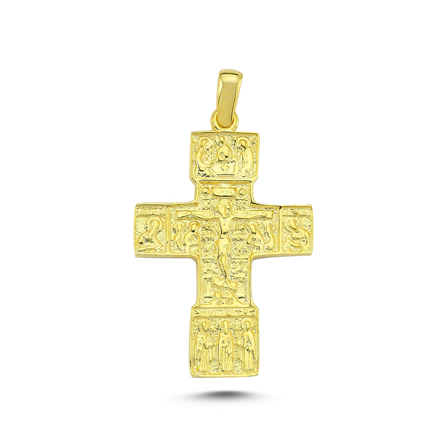 14K Gold Pectoral Cross Charm Necklace