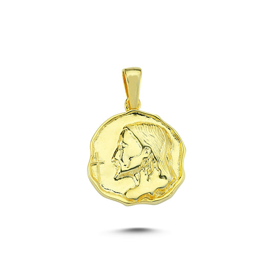 14K Gold Jesus Charm Necklace