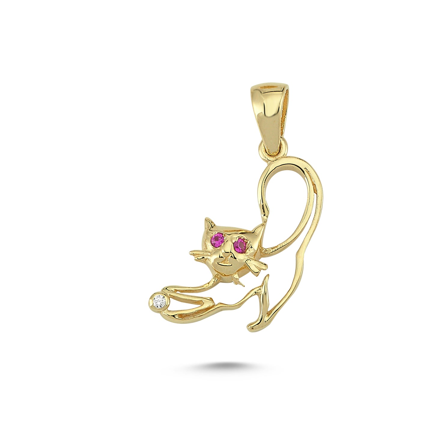 14K Gold Cat Animal Charm Necklace