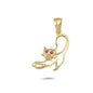 14K Gold Cat Animal Charm Necklace