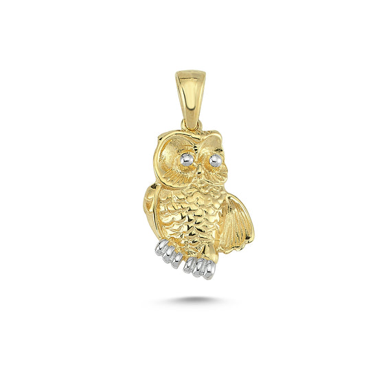 14K Gold Owl Animal Charm Necklace