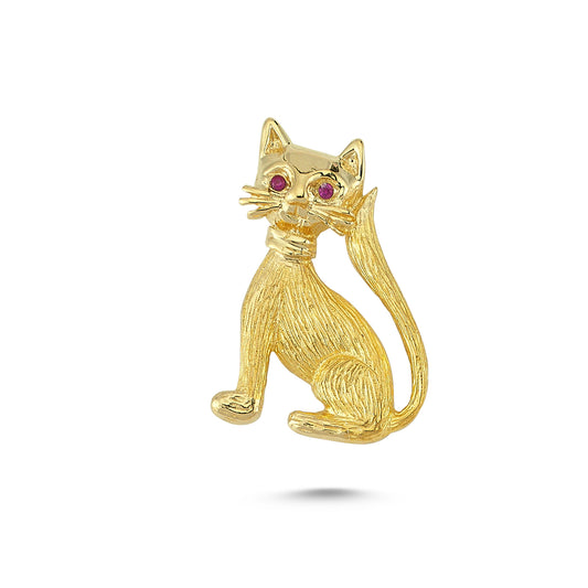 14K Gold Cat Animal Charm Necklace