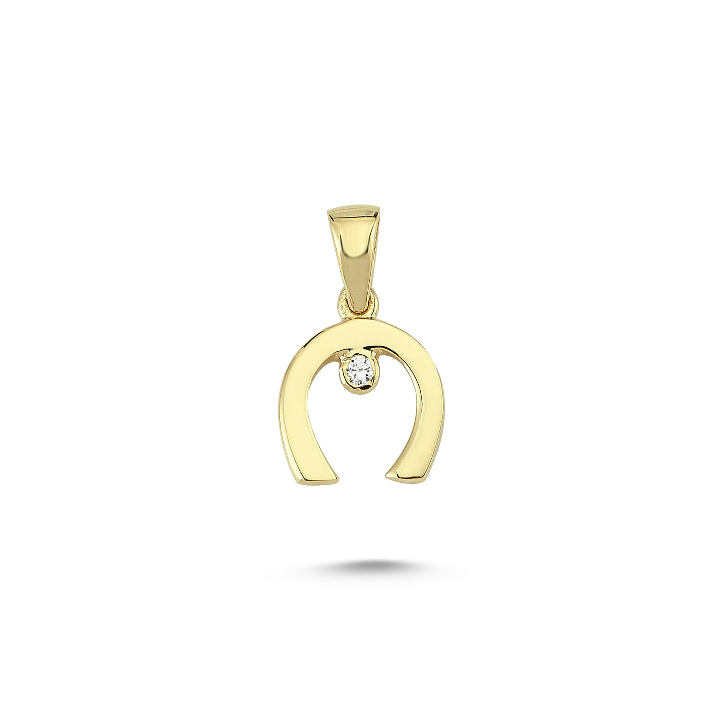 14K Gold Horseshoe Charm Necklace