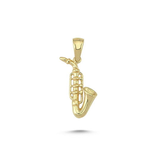 14K Gold Saxophone Charm Necklace