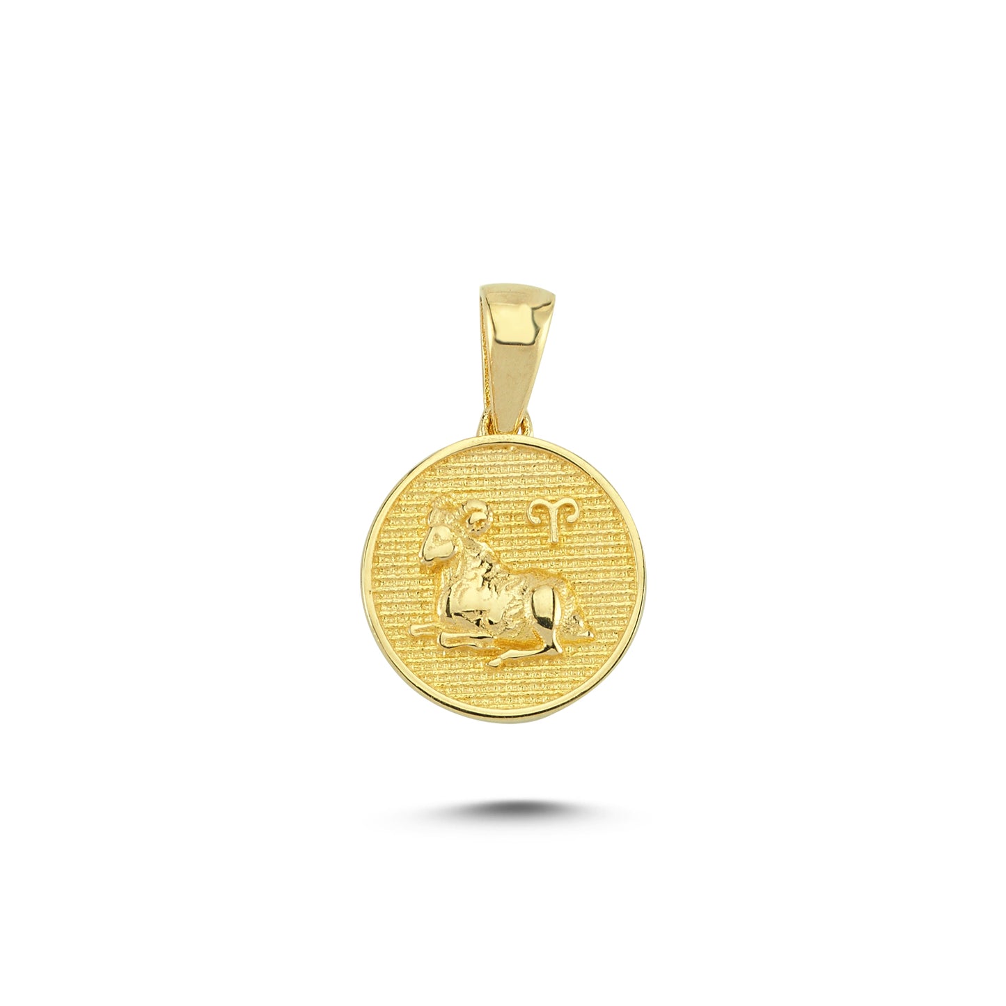 14K Gold Aries Coin Charm Necklace