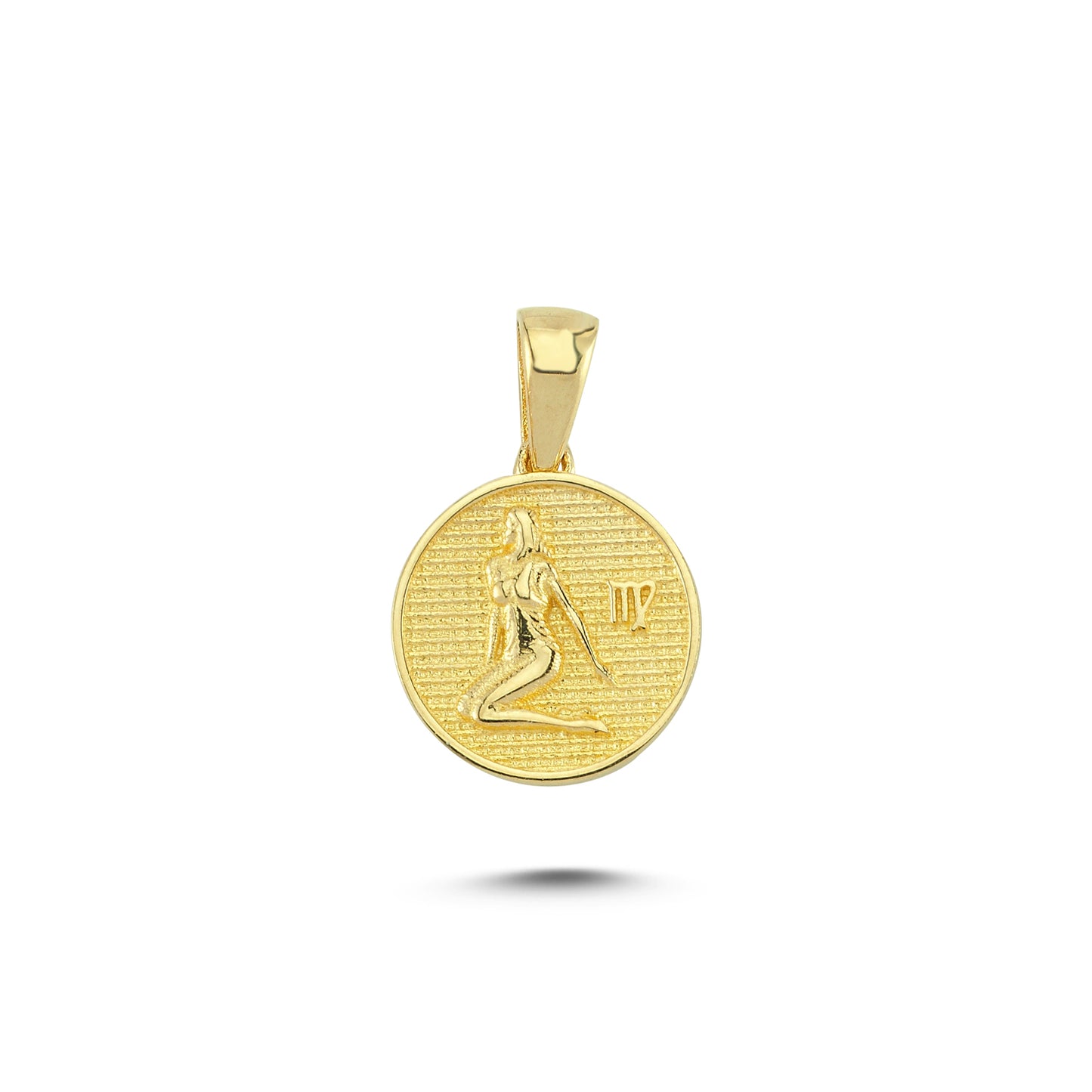 14K Gold Virgo Coin Charm Necklace