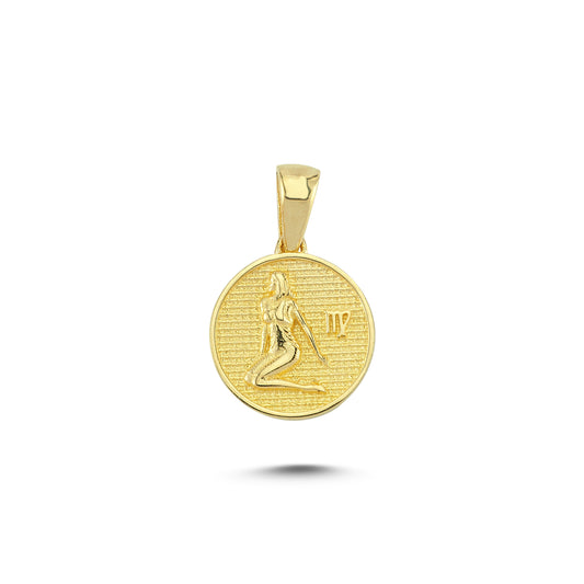 14K Gold Virgo Coin Charm Necklace