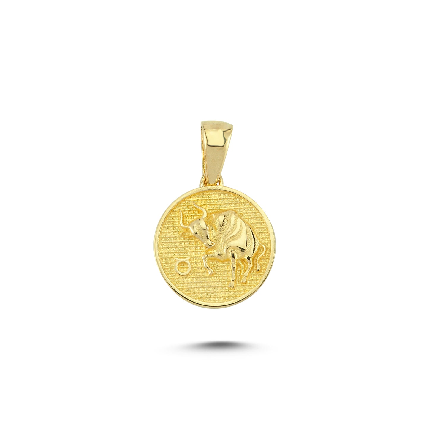 14K Gold Taurus Coin Charm Necklace