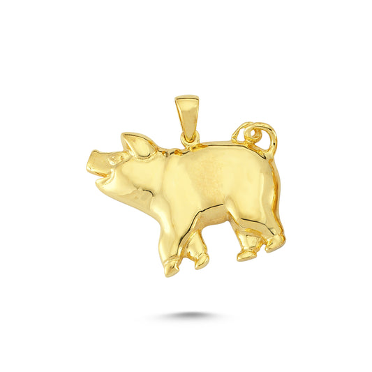 14K Gold Pig Animal Charm Necklace